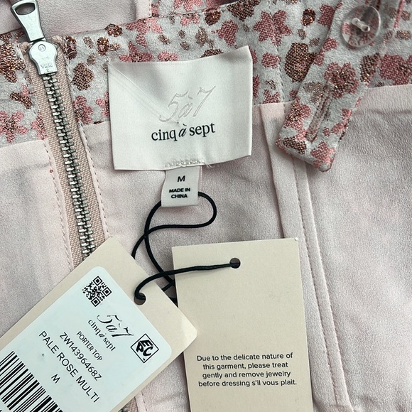 Cinq a sept crop Porter top in pale rose floral size medium NEW tank shirt NWT - Picture 7 of 12